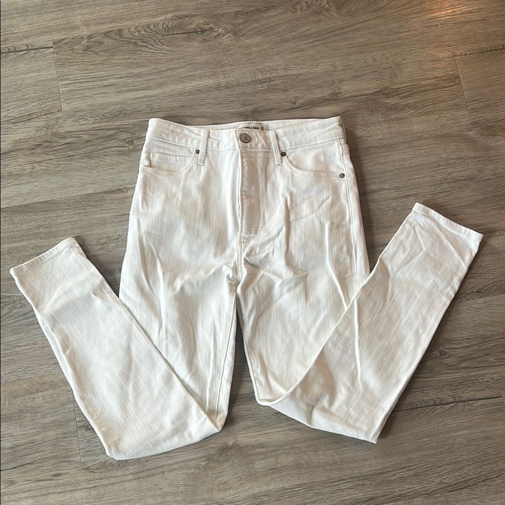Abercrombie Super Skinny High Rise White Jeans